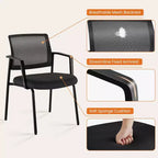TUYOHW Chaise en maille croisée sans roulettes, lot de 1, chaise de bureau avec support lombaire et pieds en métal, chaise de jeu pour le bureau