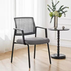 TUYOHW Chaise en maille croisée sans roulettes, lot de 1, chaise de bureau avec support lombaire et pieds en métal, chaise de jeu pour le bureau