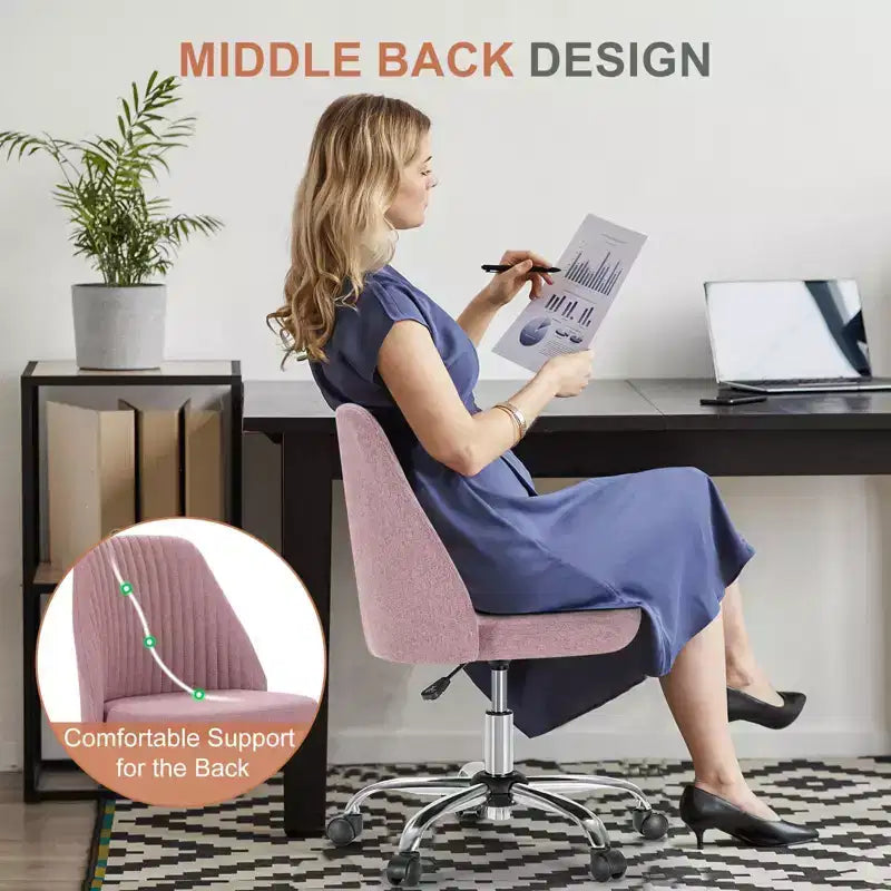 TUYOHW Chaise pivotante croisée à roulettes, chaise de bureau avec hauteur réglable et support lombaire, chaise de jeu sans accoudoirs pour le bureau