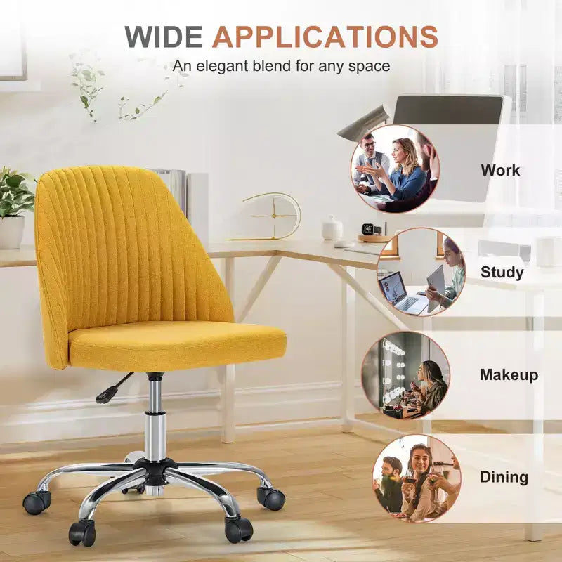 TUYOHW Chaise pivotante croisée à roulettes, chaise de bureau avec hauteur réglable et support lombaire, chaise de jeu sans accoudoirs pour le bureau