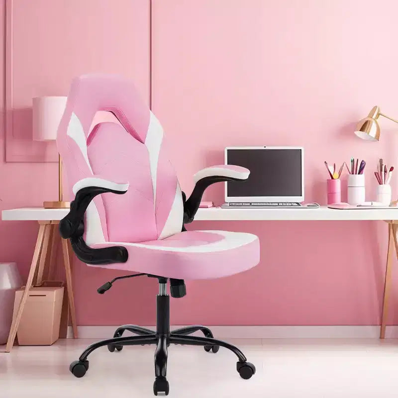 TUYOHW Chaise pivotante en cuir PU à roulettes avec dossier en X et dossier en S, Chaise de bureau avec support lombaire, Chaise de jeu pour le bureau