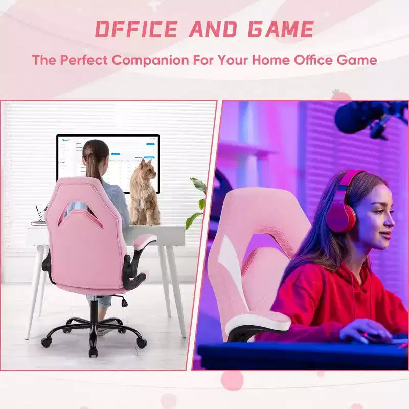 TUYOHW Chaise pivotante en cuir PU à roulettes avec dossier en X et dossier en S, Chaise de bureau avec support lombaire, Chaise de jeu pour le bureau