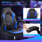 TUYOHW Chaise pivotante en cuir PU à roulettes avec dossier en X et dossier en S, Chaise de bureau avec support lombaire, Chaise de jeu pour le bureau