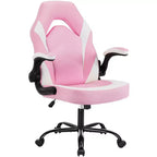 TUYOHW Chaise pivotante en cuir PU à roulettes avec dossier en X et dossier en S, Chaise de bureau avec support lombaire, Chaise de jeu pour le bureau