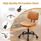 Chaise pivotante TUYOHW en cuir PU avec roulettes, Chaise de bureau sans accoudoirs avec hauteur réglable et soutien lombaire, Chaise de gaming pour le bureau