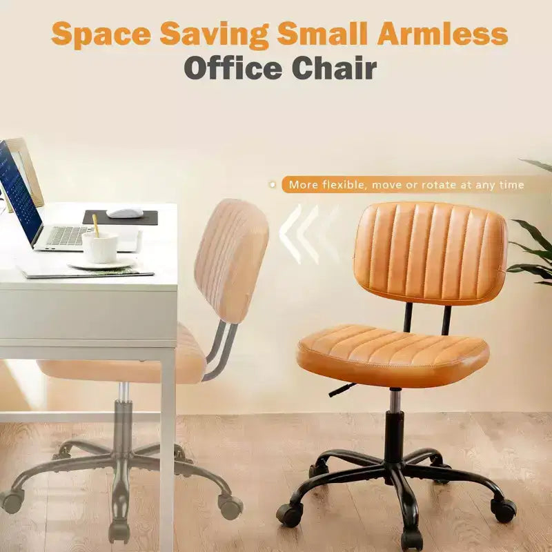 Chaise pivotante TUYOHW en cuir PU avec roulettes, Chaise de bureau sans accoudoirs avec hauteur réglable et soutien lombaire, Chaise de gaming pour le bureau