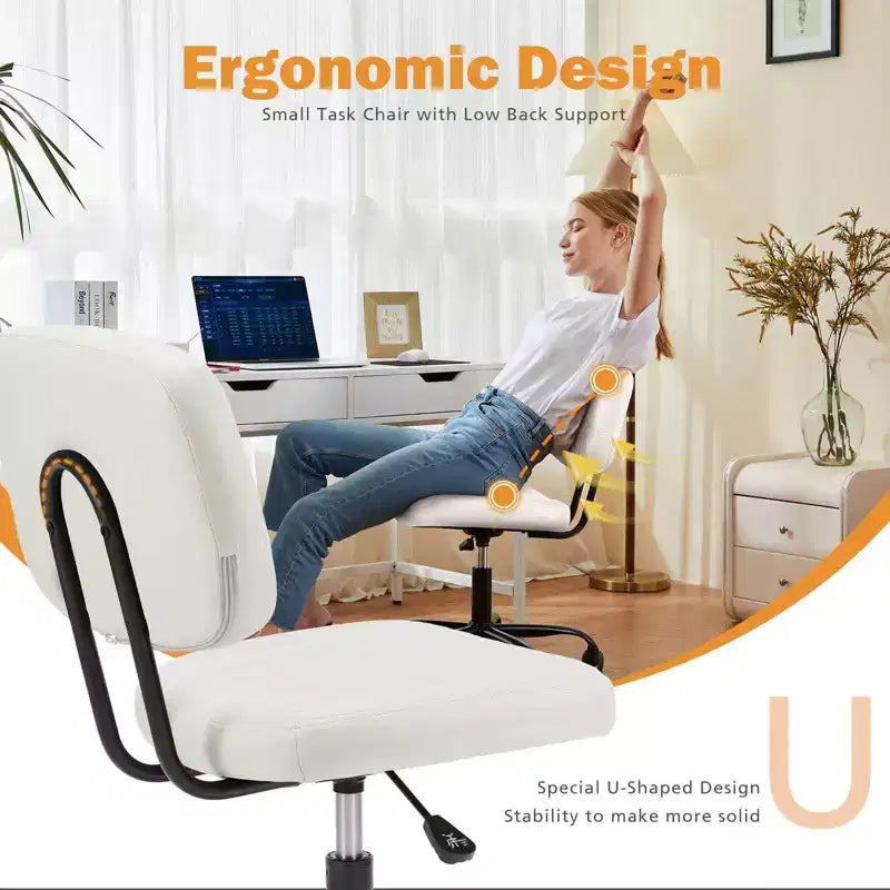 Chaise pivotante TUYOHW en cuir PU avec roulettes, Chaise de bureau sans accoudoirs avec hauteur réglable et soutien lombaire, Chaise de gaming pour le bureau