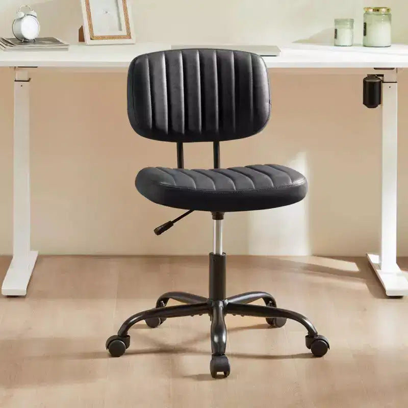 Chaise pivotante TUYOHW en cuir PU avec roulettes, Chaise de bureau sans accoudoirs avec hauteur réglable et soutien lombaire, Chaise de gaming pour le bureau