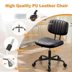 Chaise pivotante TUYOHW en cuir PU avec roulettes, Chaise de bureau sans accoudoirs avec hauteur réglable et soutien lombaire, Chaise de gaming pour le bureau