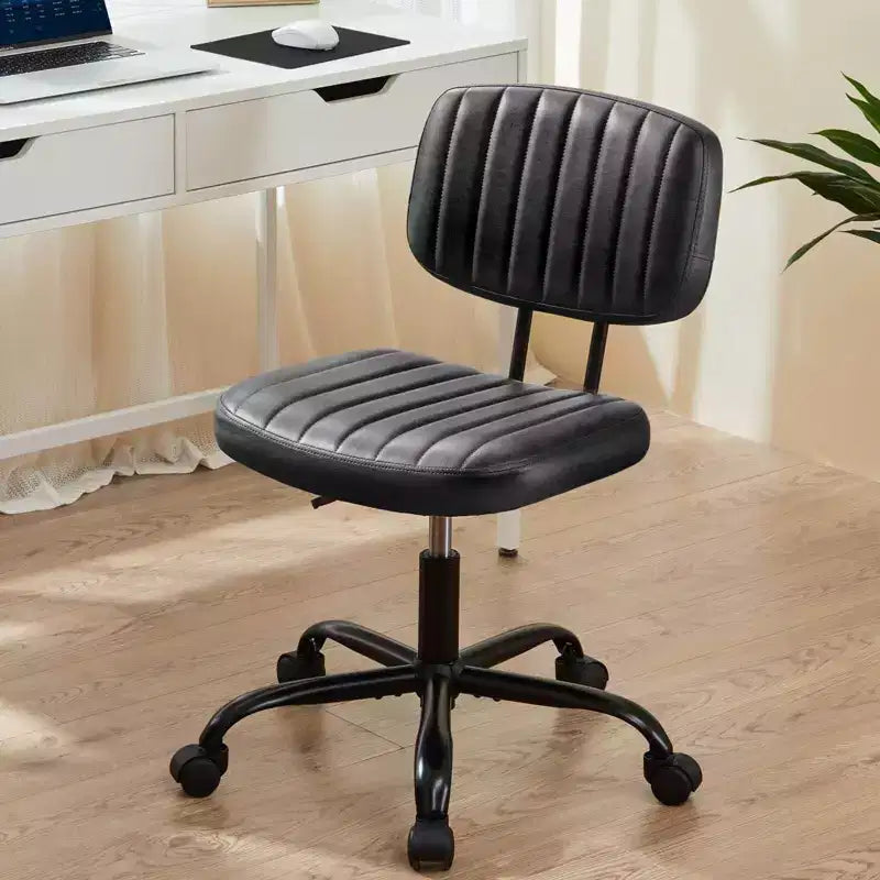 Chaise pivotante TUYOHW en cuir PU avec roulettes, Chaise de bureau sans accoudoirs avec hauteur réglable et soutien lombaire, Chaise de gaming pour le bureau