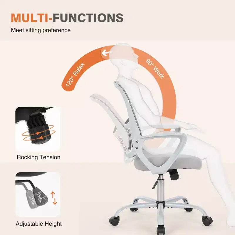 TUYOHW Chaise de bureau en maille à roulettes, Hauteur 41,5" réglable, Fauteuil gamer pour bureau