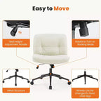 TUYOHW Chaise de Bureau Croisée Pivotante en Cuir PU à Roulettes, Chaise de Bureau avec Hauteur Réglable et Support Lombaire, Chaise de Gaming sans Accoudoirs pour le Bureau
