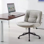 TUYOHW Chaise de Bureau Croisée Pivotante en Cuir PU à Roulettes, Chaise de Bureau avec Hauteur Réglable et Support Lombaire, Chaise de Gaming sans Accoudoirs pour le Bureau