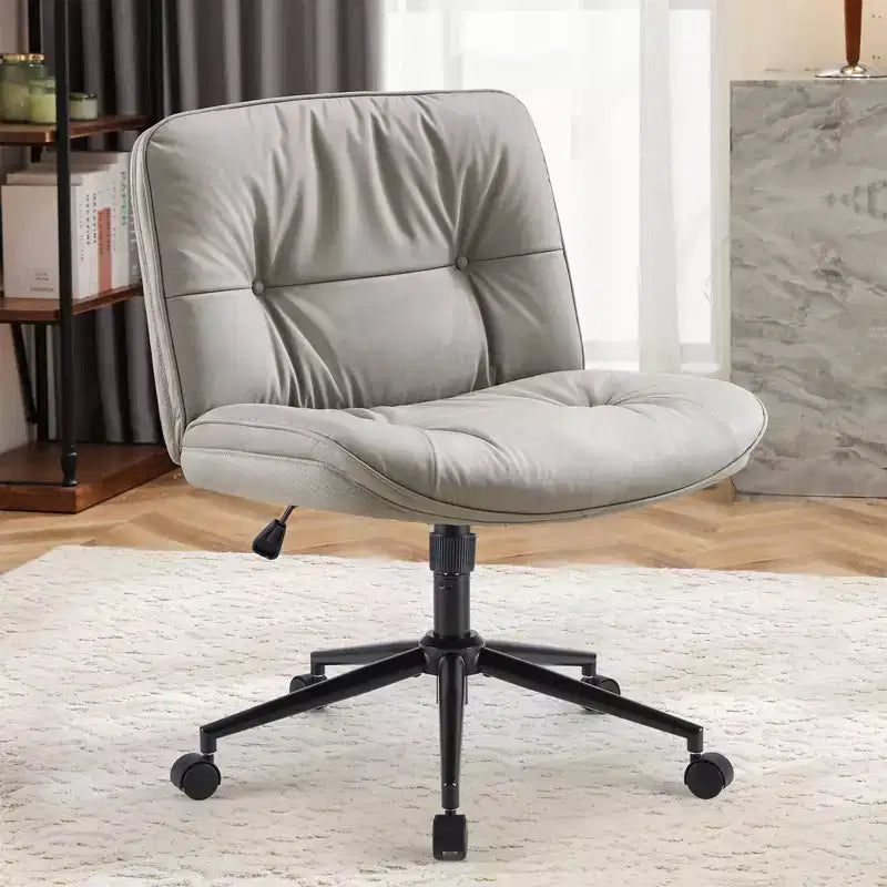 TUYOHW Chaise de Bureau Croisée Pivotante en Cuir PU à Roulettes, Chaise de Bureau avec Hauteur Réglable et Support Lombaire, Chaise de Gaming sans Accoudoirs pour le Bureau