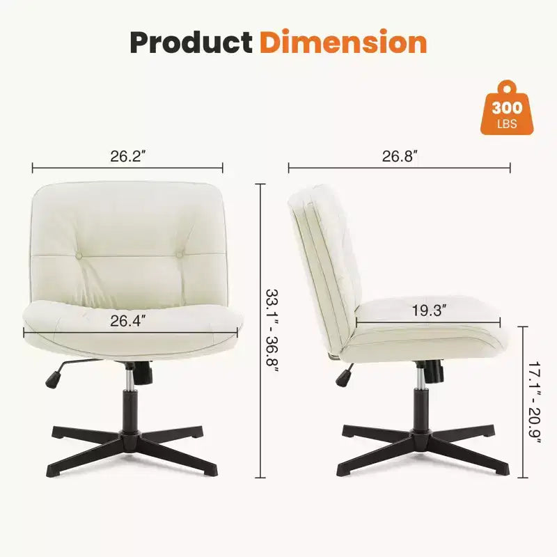 Chaise de bureau sans roulettes TUYOHW en cuir PU avec piétement croisé pivotant, fauteuil de bureau réglable en hauteur, chaise de jeu sans accoudoirs pour le bureau