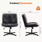 Chaise de bureau sans roulettes TUYOHW en cuir PU avec piétement croisé pivotant, fauteuil de bureau réglable en hauteur, chaise de jeu sans accoudoirs pour le bureau