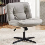Chaise de bureau sans roulettes TUYOHW en cuir PU avec piétement croisé pivotant, fauteuil de bureau réglable en hauteur, chaise de jeu sans accoudoirs pour le bureau