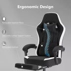 Chaise de bureau ergonomique TUYOHW avec siège à ressorts ensachés, chaise de jeu de 300 lb avec coussin lombaire réglable et repose-pieds pour adultes et étudiants