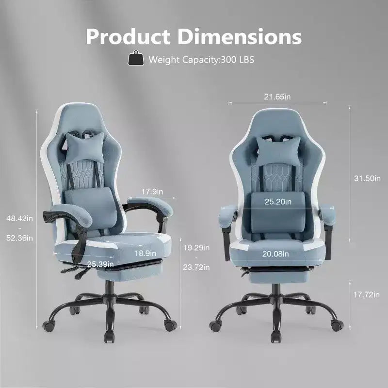 Chaise de bureau ergonomique TUYOHW avec siège à ressorts ensachés, chaise de jeu de 300 lb avec coussin lombaire réglable et repose-pieds pour adultes et étudiants