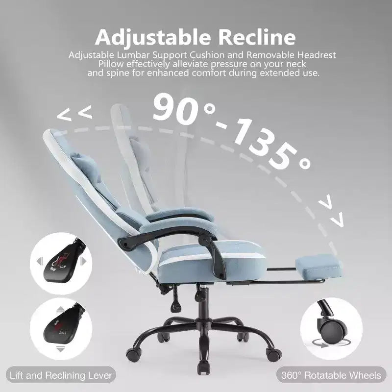 Chaise de bureau ergonomique TUYOHW avec siège à ressorts ensachés, chaise de jeu de 300 lb avec coussin lombaire réglable et repose-pieds pour adultes et étudiants