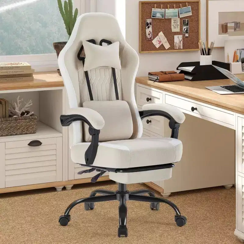 Chaise de bureau ergonomique TUYOHW avec siège à ressorts ensachés, chaise de jeu de 300 lb avec coussin lombaire réglable et repose-pieds pour adultes et étudiants