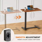 TUYOHW Bureau réglable à roulettes pour ordinateur portable avec roulettes verrouillables, bureau assis-debout avec hauteur réglable de 75 à 110 cm pour la maison, le bureau et l'hôpital