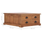 vidaXL Table Basse 26,8x26,7x11,8 cm Bois de Teck Massif