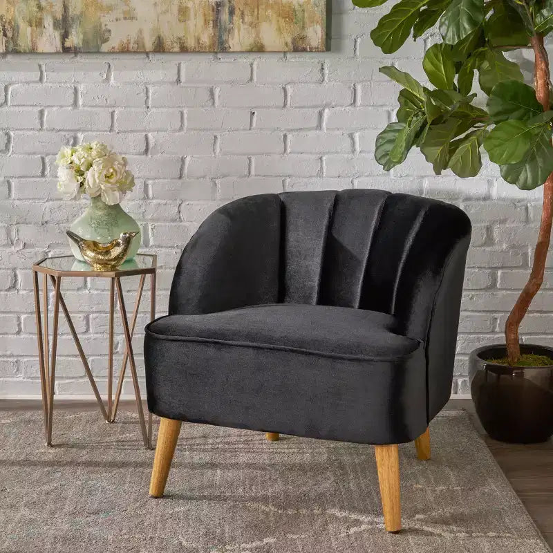 Fauteuil d'appoint Christopher Knight Home Eryn en velours Altay, en bois d'hévéa, style moderne du milieu du siècle