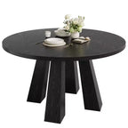 Table à manger ronde pour 4-6 personnes, table de cuisine en bois de 120 cm avec piédestal robuste pour salon, appartement