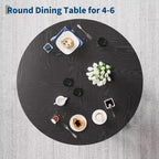 Table à manger ronde pour 4-6 personnes, table de cuisine en bois de 120 cm avec piédestal robuste pour salon, appartement