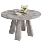 Table à manger ronde pour 4-6 personnes, table de cuisine en bois de 120 cm avec piédestal robuste pour salon, appartement