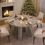 Table à manger ronde pour 4-6 personnes, table de cuisine en bois de 120 cm avec piédestal robuste pour salon, appartement