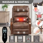 Fauteuil inclinable releveur en chenille grise avec accoudoirs en bois massif et massage chauffant pour salon/appartement