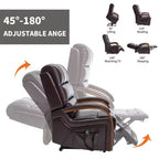 Fauteuil inclinable releveur en chenille grise avec accoudoirs en bois massif et massage chauffant pour salon/appartement