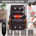Fauteuil inclinable releveur en chenille grise avec accoudoirs en bois massif et massage chauffant pour salon/appartement