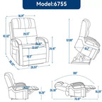 Fauteuil inclinable releveur en chenille grise avec accoudoirs en bois massif et massage chauffant pour salon/appartement