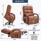 Fauteuil inclinable releveur en chenille grise avec accoudoirs en bois massif et massage chauffant pour salon/appartement