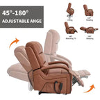 Fauteuil inclinable releveur en chenille grise avec accoudoirs en bois massif et massage chauffant pour salon/appartement