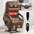 Fauteuil inclinable releveur en chenille grise avec accoudoirs en bois massif et massage chauffant pour salon/appartement