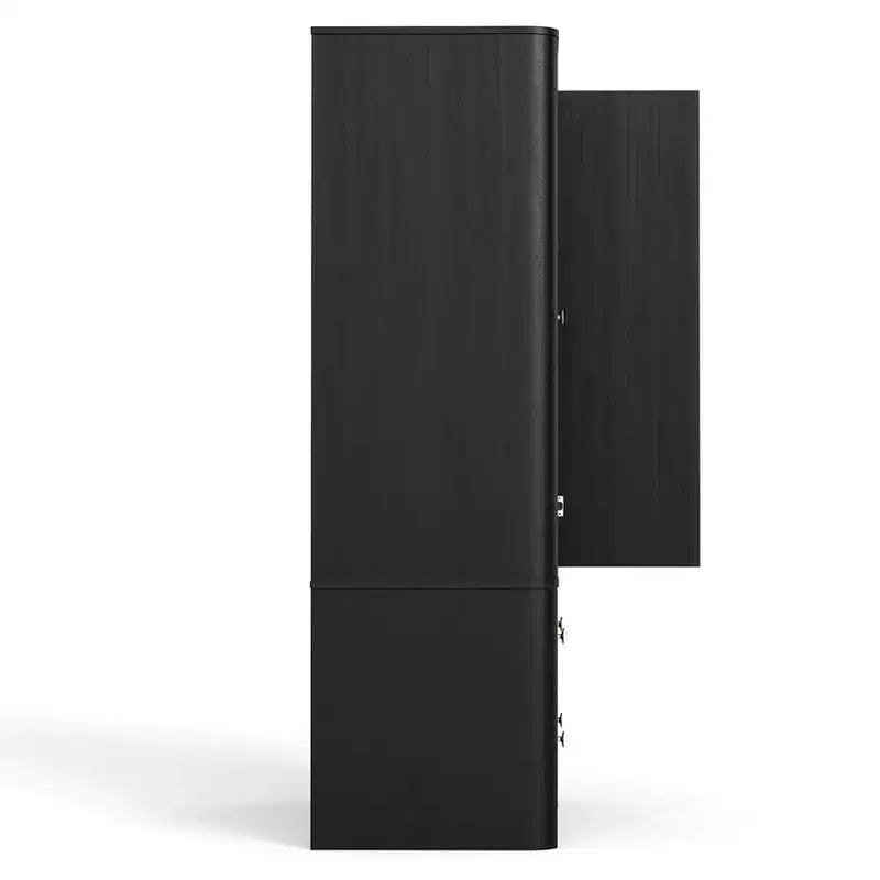 Armoire penderie 2 portes 2 tiroirs AEELLEEA, élégante armoire de rangement autoportante en bois pour chambre à coucher, salon, bureau