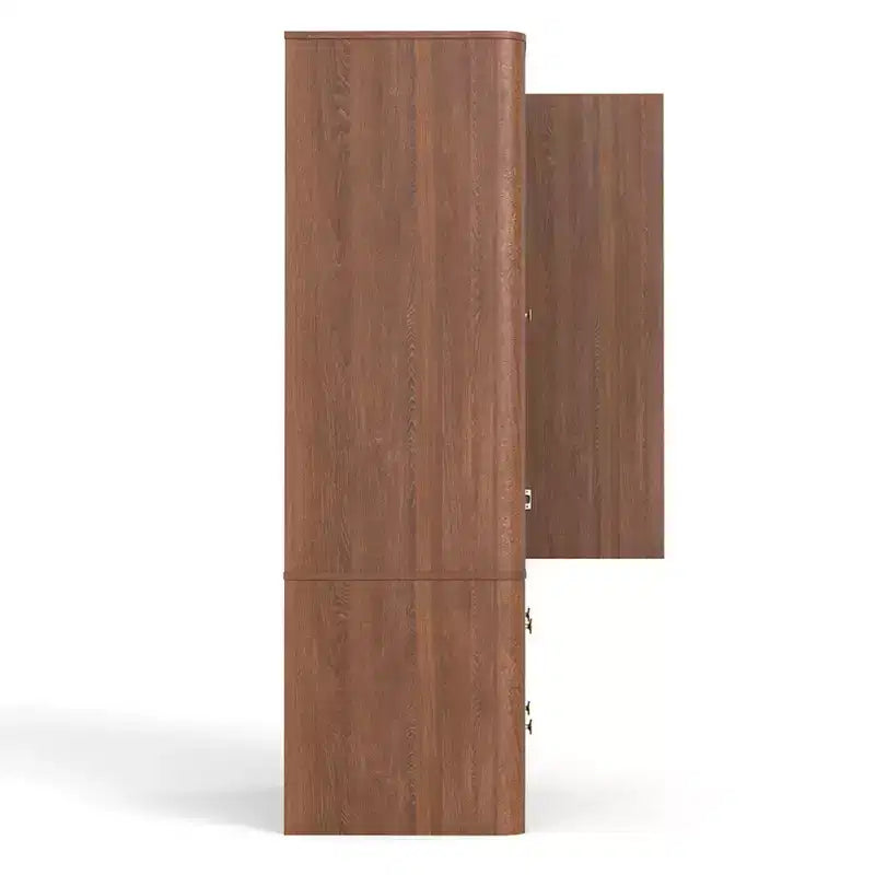 Armoire penderie 2 portes 2 tiroirs AEELLEEA, élégante armoire de rangement autoportante en bois pour chambre à coucher, salon, bureau
