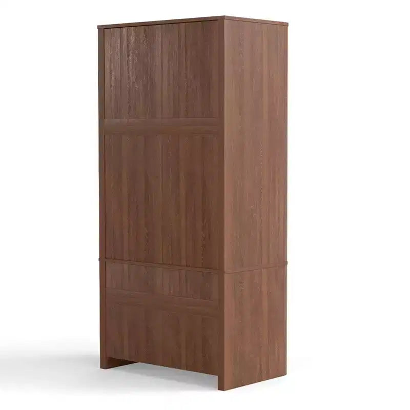 Armoire penderie 2 portes 2 tiroirs AEELLEEA, élégante armoire de rangement autoportante en bois pour chambre à coucher, salon, bureau