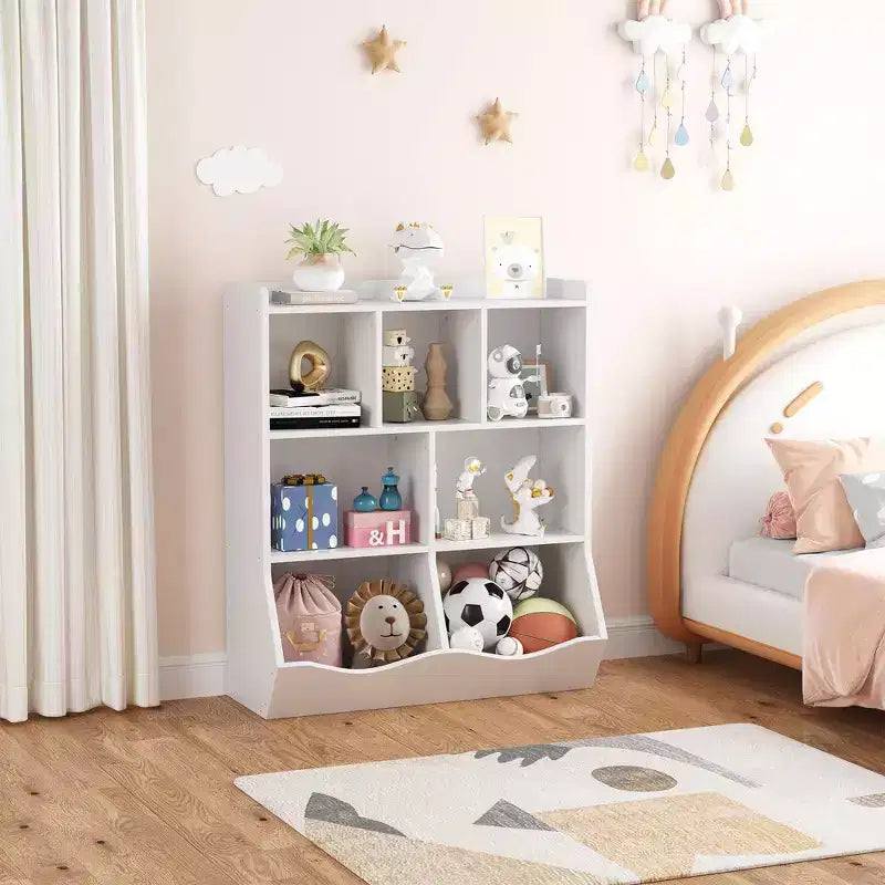 Étagère à Livres 3 Niveaux pour Enfants avec Meuble de Rangement pour Jouets, Casier pour Enfants