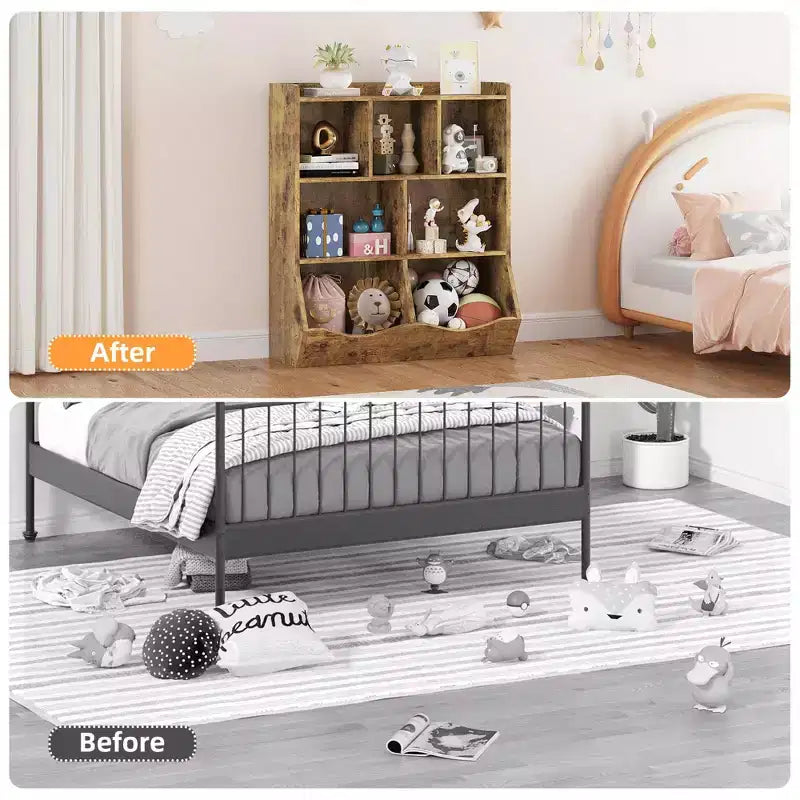 Étagère à Livres 3 Niveaux pour Enfants avec Meuble de Rangement pour Jouets, Casier pour Enfants
