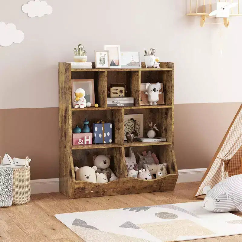 Étagère à Livres 3 Niveaux pour Enfants avec Meuble de Rangement pour Jouets, Casier pour Enfants