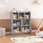 Three-Tier Kids Bookshelf with Toy Storage Cabinet, Cubby for Kids