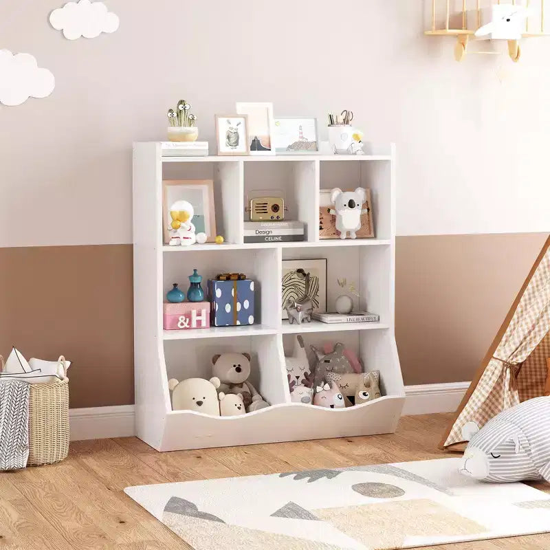 Étagère à Livres 3 Niveaux pour Enfants avec Meuble de Rangement pour Jouets, Casier pour Enfants