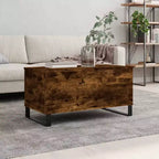 vidaXL Table basse blanc bois d'ingénierie, table basse moyenne en métal