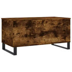 vidaXL Table basse blanc bois d'ingénierie, table basse moyenne en métal