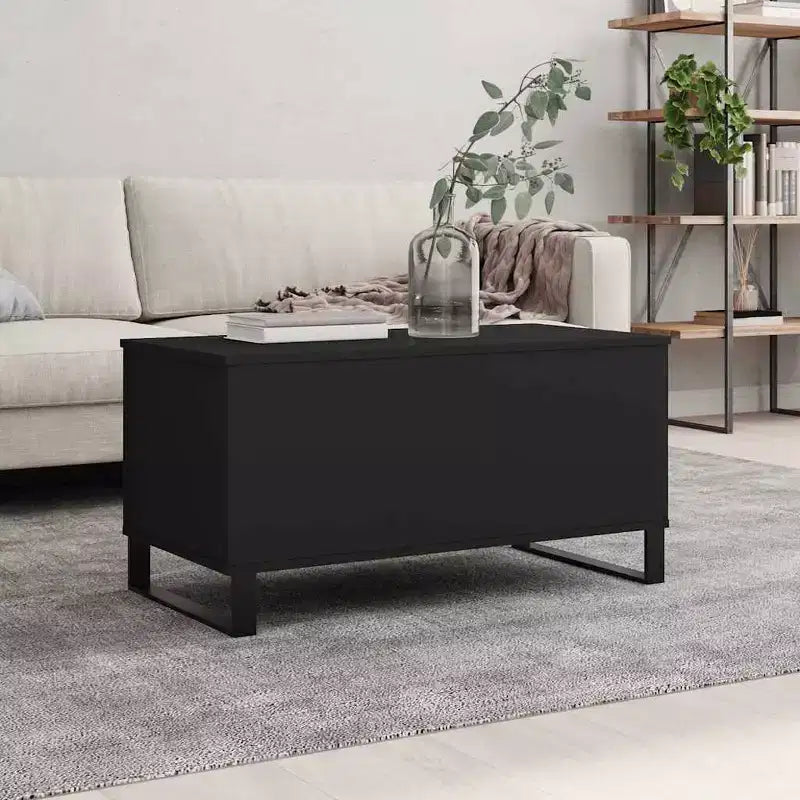 vidaXL Table basse blanc bois d'ingénierie, table basse moyenne en métal